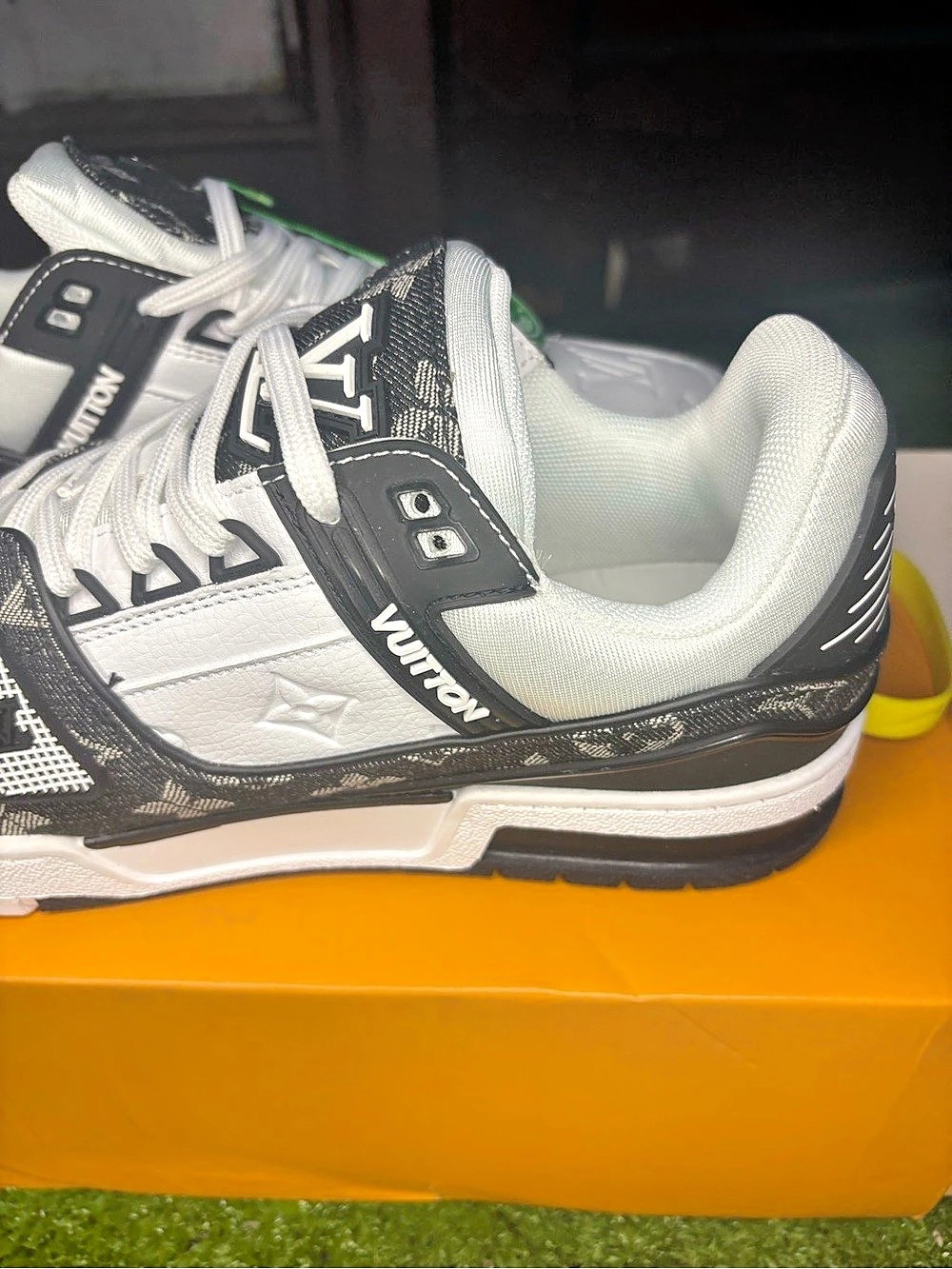 Louis Vuitton Trainer Sneaker Black White Monogram Denim